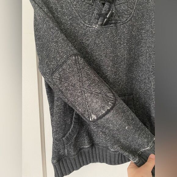 Billabong Men's Distressed Hoodie with Buttons Size Medium Dark Gray Surfer - Picture 4 of 6